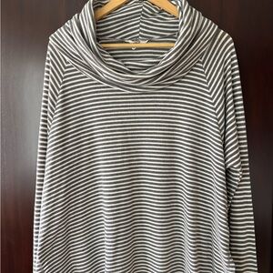 BB Dakota Gray and White Striped Cowl Neck Sweater